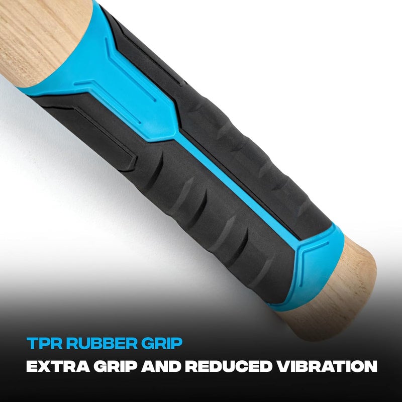 Ox Tools Pro 22oz Straight Hickory Handle Hammer with TPR Rubber Hands Grip - Hickory Framer with Magnetic Nail Starter Milled Face Nail Puller Carpenter Hammer -P089322 - Image 5